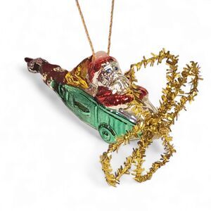 Vintage Christmas Ornament – Santa Helicopter Mercury Glass Original May D&F Tag